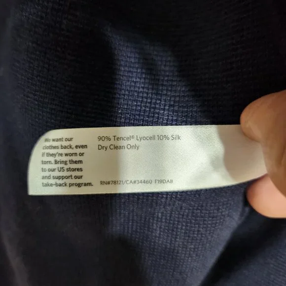 Eileen Fisher Tencel Silk Draped Open Front Cardigan Midnight Blue Size Large - Picture 8 of 14